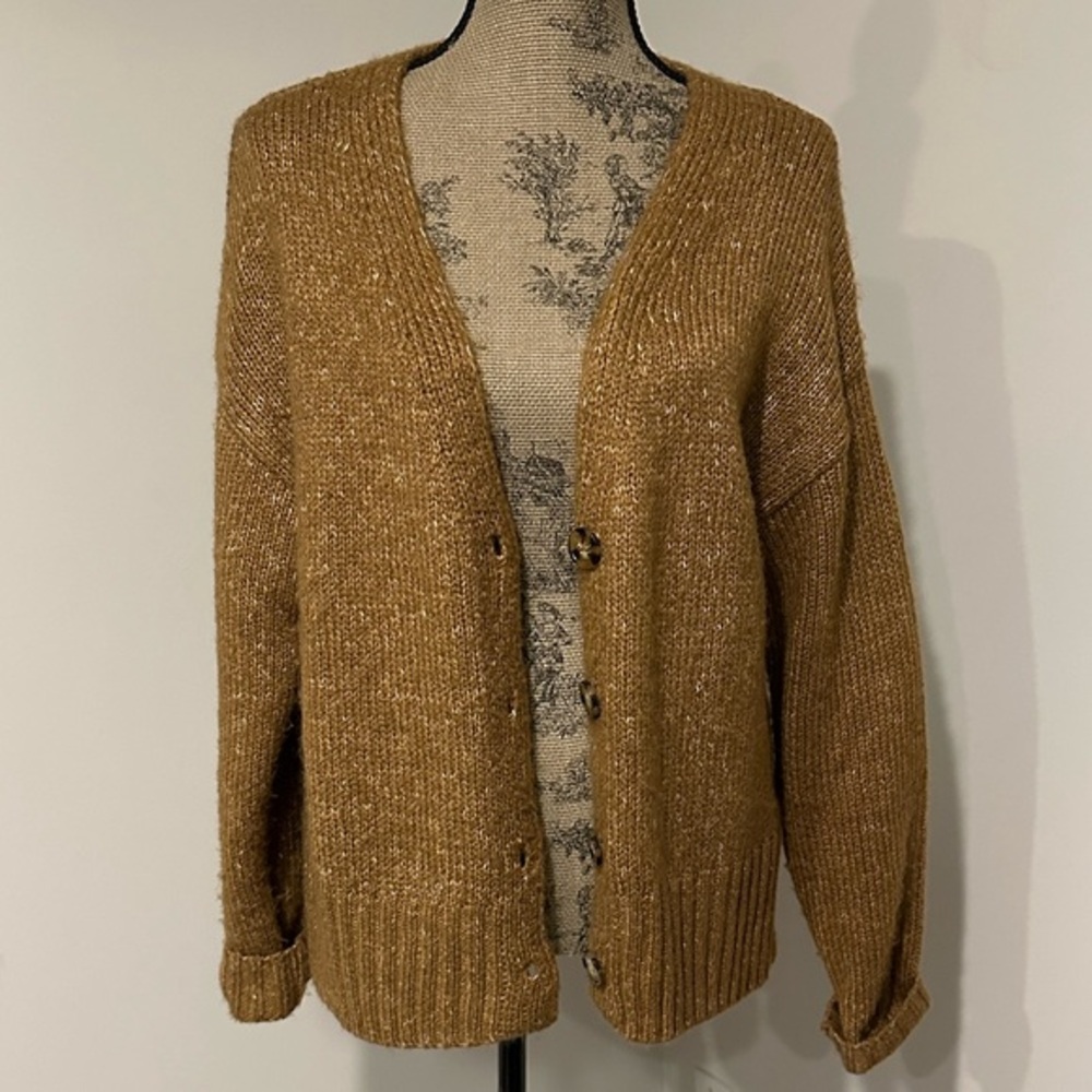 SO Brown speckled Cardigan Sweater Size Medium